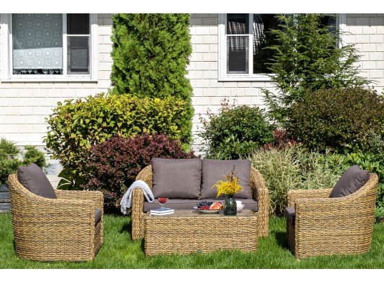 "Кон Панна" лаунж-зона из искусственного ротанга (гиацинт), цвет соломенный в Ростове-на-Дону