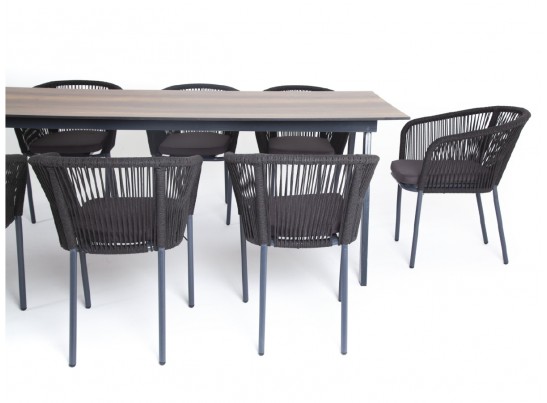 "Куба" обеденная группа на 10 персон, стол HPL "дуб", круглый роуп в Ростове-на-Дону