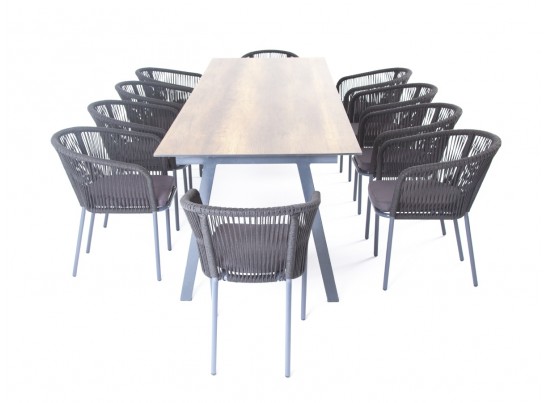 "Куба" обеденная группа на 10 персон, стол HPL "дуб", круглый роуп в Ростове-на-Дону