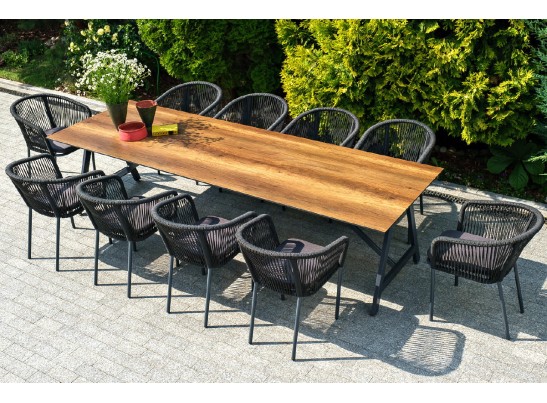 "Куба" обеденная группа на 10 персон, стол HPL "дуб", круглый роуп в Ростове-на-Дону