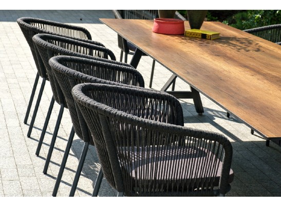 "Куба" обеденная группа на 10 персон, стол HPL "дуб", круглый роуп в Ростове-на-Дону