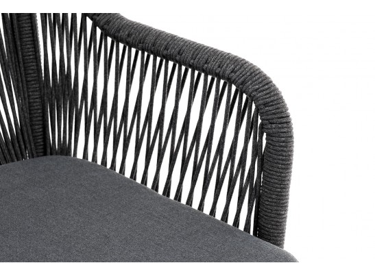 "Лион" стул плетеный из роупа, каркас из стали темно-серый (RAL7024) шагрень, роуп темно-серый круглый, ткань серая в Ростове-на-Дону