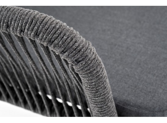 "Лион" стул плетеный из роупа, каркас из стали темно-серый (RAL7024) шагрень, роуп темно-серый круглый, ткань серая в Ростове-на-Дону