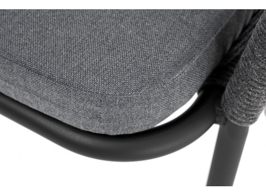 "Лион" стул плетеный из роупа, каркас из стали темно-серый (RAL7024) шагрень, роуп темно-серый круглый, ткань серая в Ростове-на-Дону