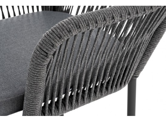 "Лион" стул плетеный из роупа, каркас из стали темно-серый (RAL7024) шагрень, роуп темно-серый круглый, ткань серая в Ростове-на-Дону