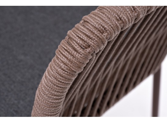 "Лион" стул плетеный из роупа, каркас из стали коричневый (RAL8016) муар, роуп коричневый круглый, ткань бежевая в Ростове-на-Дону