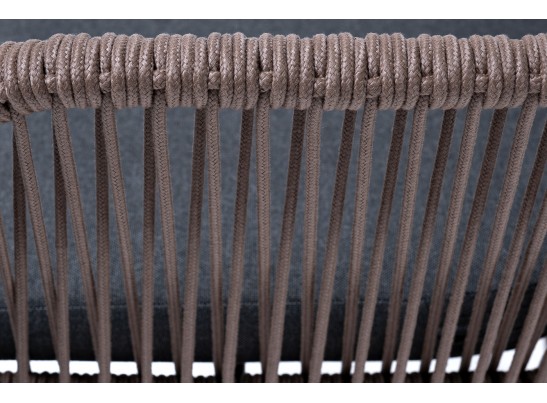 "Лион" стул плетеный из роупа, каркас из стали коричневый (RAL8016) муар, роуп коричневый круглый, ткань бежевая в Ростове-на-Дону