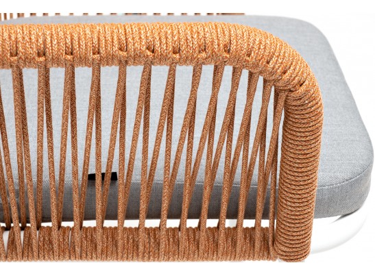 "Лион" стул плетеный из роупа, каркас из стали светло-серый (RAL7035) муар, роуп оранжевый меланж круглый, ткань светло-серая в Ростове-на-Дону