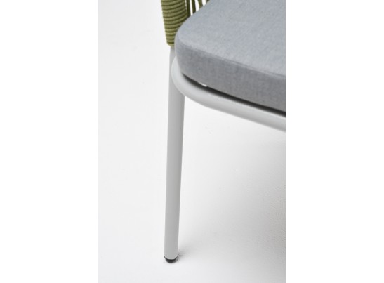 "Лион" стул плетеный из роупа, каркас из стали светло-серый (RAL7035) муар, роуп салатовый меланж круглый, ткань светло-серая в Ростове-на-Дону