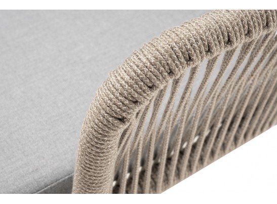 "Лион" стул плетеный из роупа, каркас из стали светло-серый (RAL7035) муар, роуп серый меланж круглый, ткань светло-серая в Ростове-на-Дону