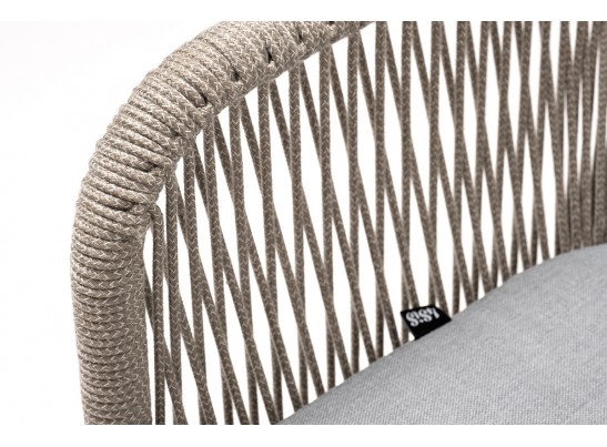 "Лион" стул плетеный из роупа, каркас из стали светло-серый (RAL7035) муар, роуп серый меланж круглый, ткань светло-серая в Ростове-на-Дону