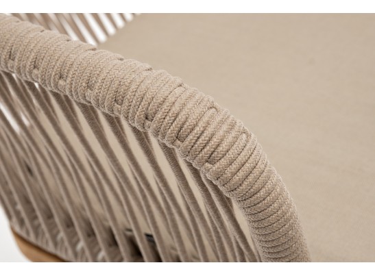 "Лион" стул плетеный из роупа, основание дуб, роуп бежевый круглый, ткань бежевая в Ростове-на-Дону