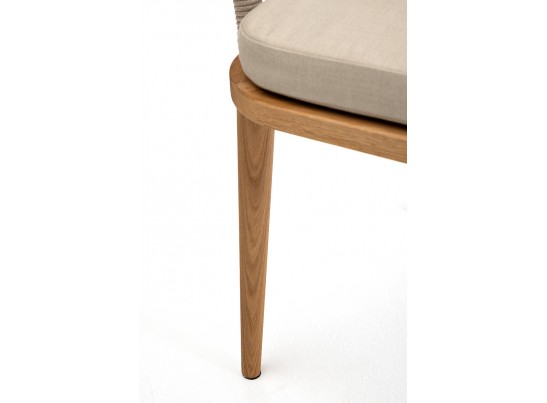 "Лион" стул плетеный из роупа, основание дуб, роуп бежевый круглый, ткань бежевая в Ростове-на-Дону