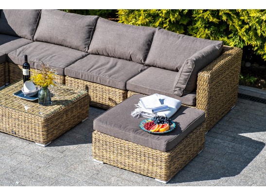 "Лунго" модуль диванный прямой с подушками, цвет соломенный (гиацинт) в Ростове-на-Дону