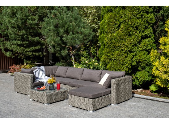 "Лунго" плетеная оттоманка с подушкой (гиацинт), цвет серый в Ростове-на-Дону