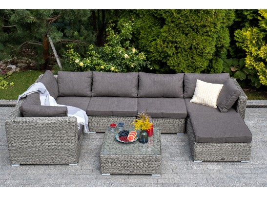 "Лунго" плетеная оттоманка с подушкой (гиацинт), цвет серый в Ростове-на-Дону