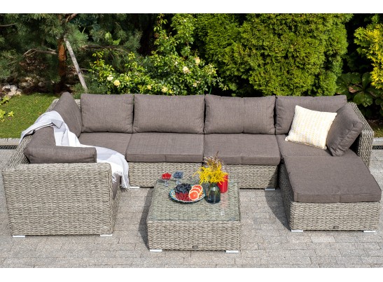 "Лунго" плетеная оттоманка с подушкой (гиацинт), цвет серый в Ростове-на-Дону