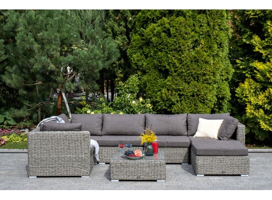 "Лунго" трансформирующийся диван из искусственного ротанга (гиацинт), цвет серый в Ростове-на-Дону