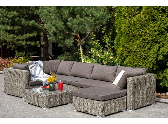 "Лунго" трансформирующийся диван из искусственного ротанга (гиацинт), цвет серый в Ростове-на-Дону