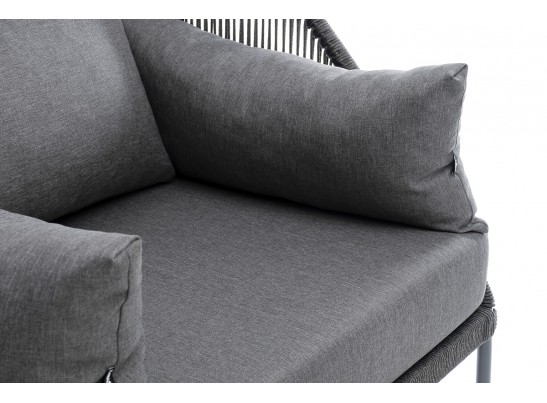 "Мадрид" кресло плетеное из роупа, каркас алюминий темно-серый (RAL7024) муар, роуп темно-серый круглый, ткань темно-серая 027 в Ростове-на-Дону