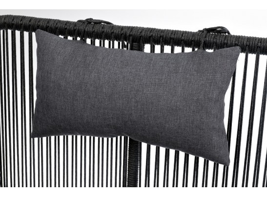 "Мадрид" кресло плетеное из роупа, каркас алюминий темно-серый (RAL7024) муар, роуп темно-серый круглый, ткань темно-серая 027 в Ростове-на-Дону