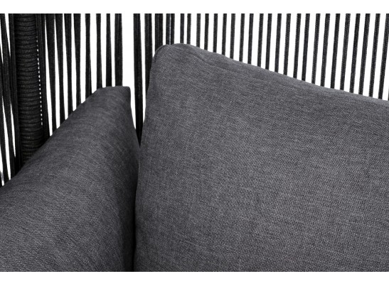 "Мадрид" кресло плетеное из роупа, каркас алюминий темно-серый (RAL7024) муар, роуп темно-серый круглый, ткань темно-серая 027 в Ростове-на-Дону