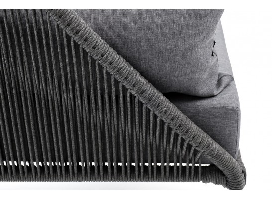 "Мадрид" кресло плетеное из роупа, каркас алюминий темно-серый (RAL7024) муар, роуп темно-серый круглый, ткань темно-серая 027 в Ростове-на-Дону