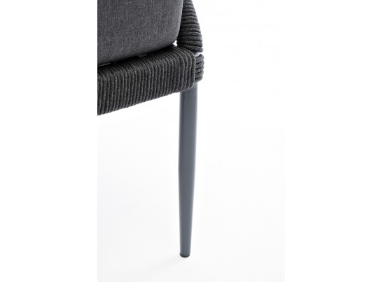 "Мадрид" кресло плетеное из роупа, каркас алюминий темно-серый (RAL7024) муар, роуп темно-серый круглый, ткань темно-серая 027 в Ростове-на-Дону