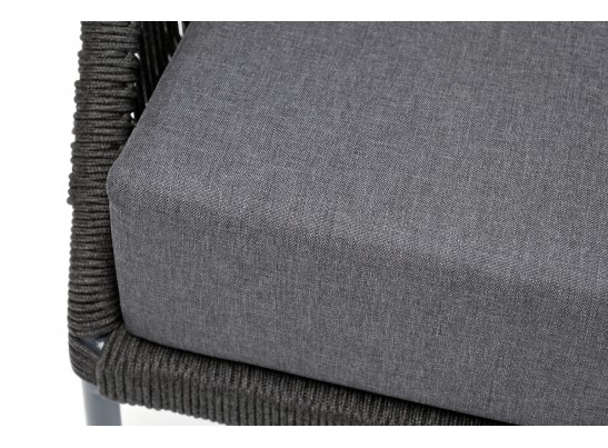"Мадрид" кресло плетеное из роупа, каркас алюминий темно-серый (RAL7024) муар, роуп темно-серый круглый, ткань темно-серая 027 в Ростове-на-Дону