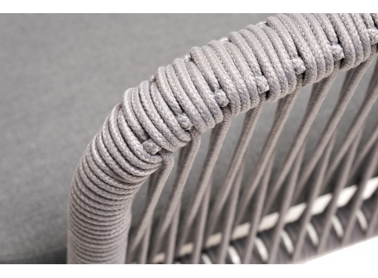 "Малага" обеденная группа на 6 персон со стульями "Марсель", каркас белый, роуп светло-серый в Ростове-на-Дону