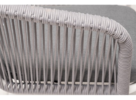 "Малага" обеденная группа на 6 персон со стульями "Марсель", каркас белый, роуп светло-серый в Ростове-на-Дону