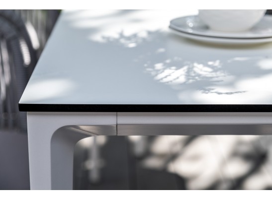 "Малага" обеденная группа на 6 персон со стульями "Марсель", каркас белый, роуп светло-серый в Ростове-на-Дону