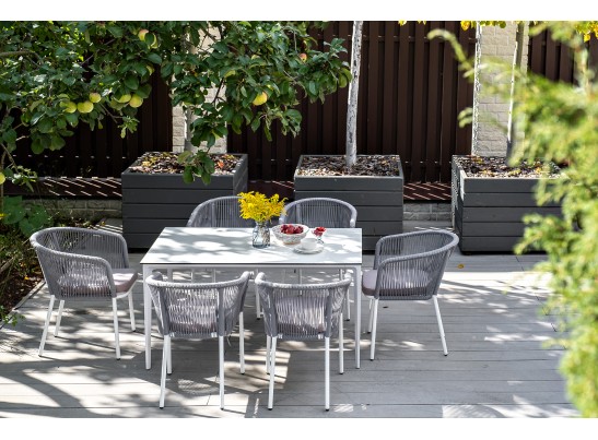 "Малага" обеденный стол из HPL 140х80см, цвет молочный, каркас белый в Ростове-на-Дону