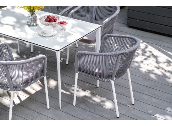 "Малага" обеденный стол из HPL 140х80см, цвет молочный, каркас белый в Ростове-на-Дону