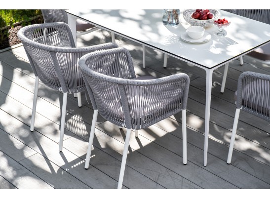 "Малага" обеденный стол из HPL 140х80см, цвет молочный, каркас белый в Ростове-на-Дону