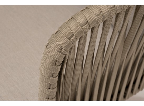 "Мальорка" диван 3-местный плетеный из роупа, основание дуб, роуп серо-коричневый 23мм, ткань бежевая 052 в Ростове-на-Дону