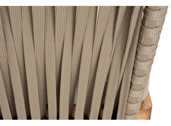 "Мальорка" диван 3-местный плетеный из роупа, основание дуб, роуп серо-коричневый 23мм, ткань бежевая 052 в Ростове-на-Дону