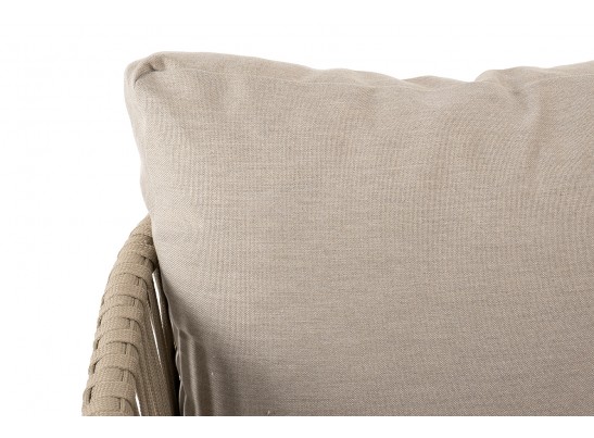 "Мальорка" диван 3-местный плетеный из роупа, основание дуб, роуп серо-коричневый 23мм, ткань бежевая 052 в Ростове-на-Дону