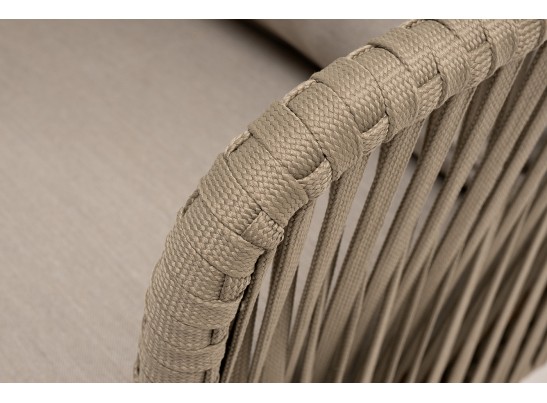 "Мальорка" кресло плетеное из роупа, основание дуб, роуп серо-коричневый 23мм, ткань бежевая 052 в Ростове-на-Дону