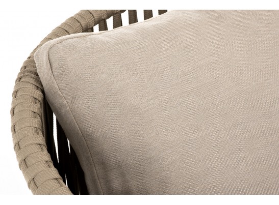 "Мальорка" кресло плетеное из роупа, основание дуб, роуп серо-коричневый 23мм, ткань бежевая 052 в Ростове-на-Дону