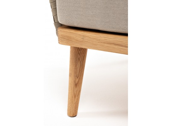 "Мальорка" кресло плетеное из роупа, основание дуб, роуп серо-коричневый 23мм, ткань бежевая 052 в Ростове-на-Дону