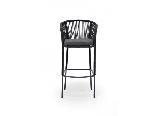 "Марсель" барный стул из роупа, каркас из стали серый, роуп темно-серый, ткань темно-серая в Ростове-на-Дону