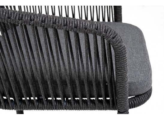 "Марсель" барный стул из роупа, каркас из стали серый, роуп темно-серый, ткань темно-серая в Ростове-на-Дону