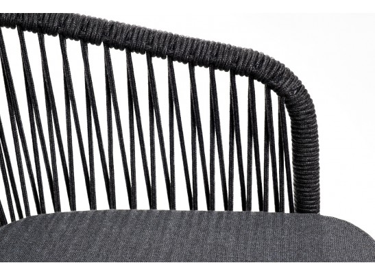 "Марсель" барный стул из роупа, каркас из стали серый, роуп темно-серый, ткань темно-серая в Ростове-на-Дону