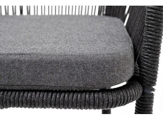 "Марсель" барный стул из роупа, каркас из стали серый, роуп темно-серый, ткань темно-серая в Ростове-на-Дону