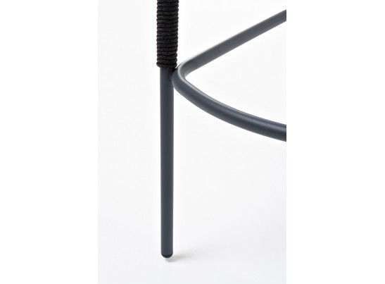 "Марсель" барный стул из роупа, каркас из стали серый, роуп темно-серый, ткань темно-серая в Ростове-на-Дону