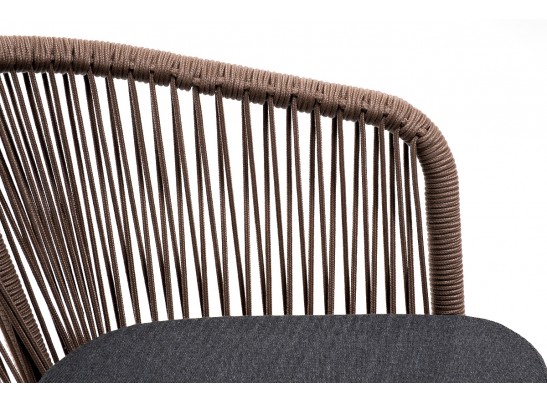 "Марсель" стул плетеный из роупа, каркас алюминий коричневый, роуп коричневый, ткань темно-серая в Ростове-на-Дону