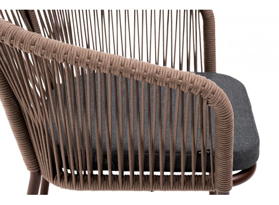 "Марсель" стул плетеный из роупа, каркас алюминий коричневый, роуп коричневый, ткань темно-серая в Ростове-на-Дону