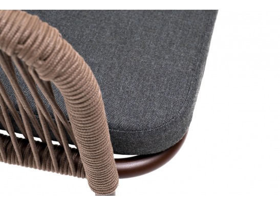 "Марсель" стул плетеный из роупа, каркас алюминий коричневый, роуп коричневый, ткань темно-серая в Ростове-на-Дону