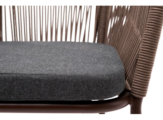 "Марсель" стул плетеный из роупа, каркас алюминий коричневый, роуп коричневый, ткань темно-серая в Ростове-на-Дону